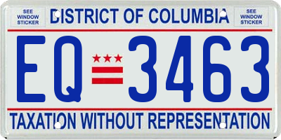 DC license plate EQ3463