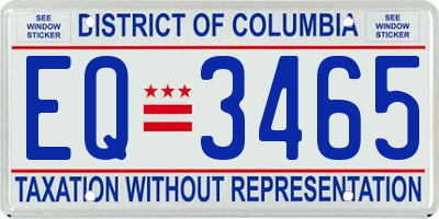 DC license plate EQ3465