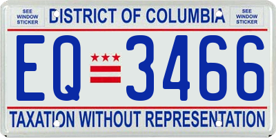 DC license plate EQ3466