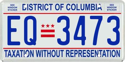DC license plate EQ3473