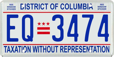 DC license plate EQ3474