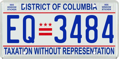 DC license plate EQ3484