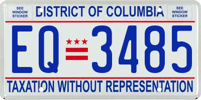 DC license plate EQ3485