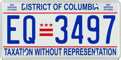 DC license plate EQ3497
