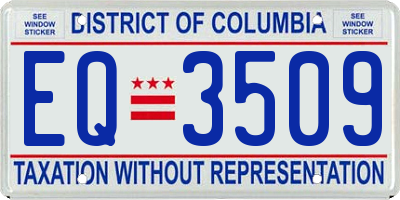 DC license plate EQ3509