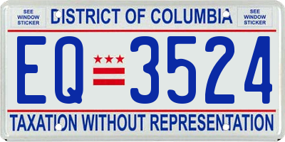 DC license plate EQ3524