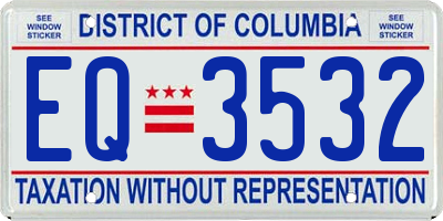 DC license plate EQ3532