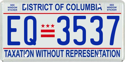 DC license plate EQ3537