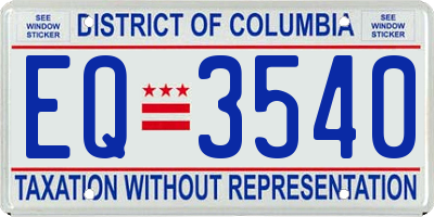 DC license plate EQ3540