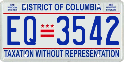 DC license plate EQ3542