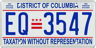 DC license plate EQ3547