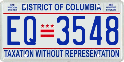 DC license plate EQ3548