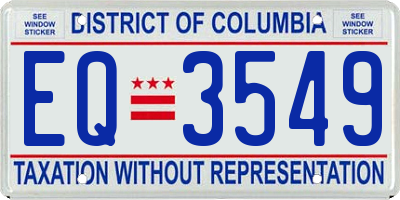 DC license plate EQ3549