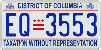 DC license plate EQ3553