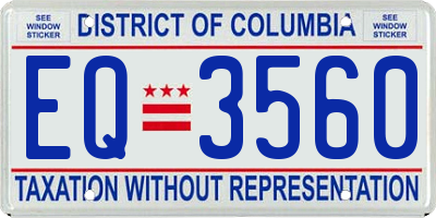 DC license plate EQ3560