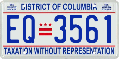 DC license plate EQ3561
