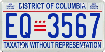 DC license plate EQ3567