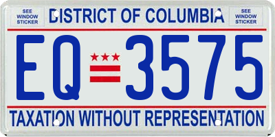 DC license plate EQ3575