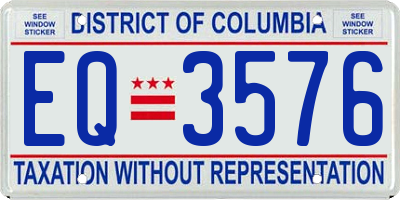DC license plate EQ3576