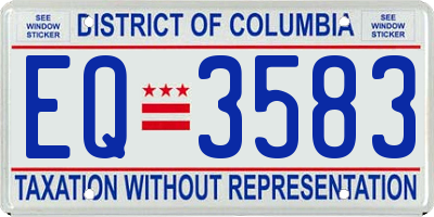 DC license plate EQ3583