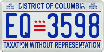 DC license plate EQ3598