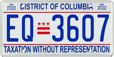 DC license plate EQ3607