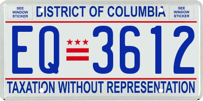 DC license plate EQ3612