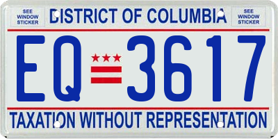 DC license plate EQ3617