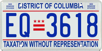 DC license plate EQ3618