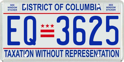 DC license plate EQ3625