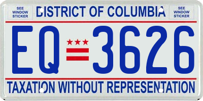DC license plate EQ3626