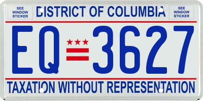 DC license plate EQ3627
