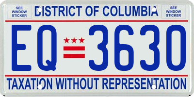 DC license plate EQ3630
