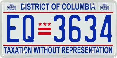 DC license plate EQ3634