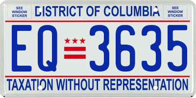 DC license plate EQ3635