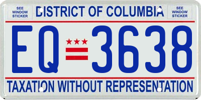 DC license plate EQ3638