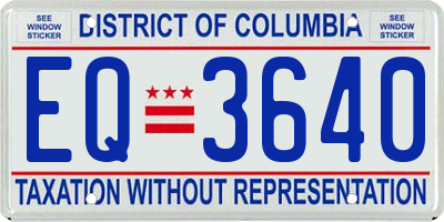 DC license plate EQ3640