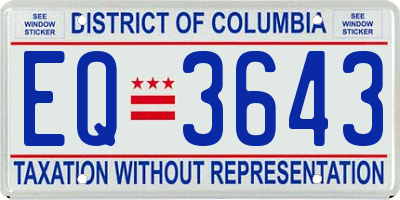 DC license plate EQ3643