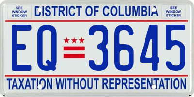 DC license plate EQ3645