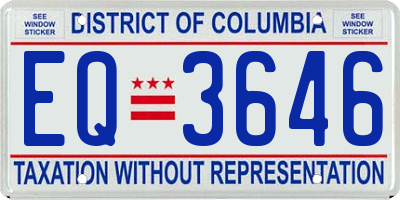 DC license plate EQ3646