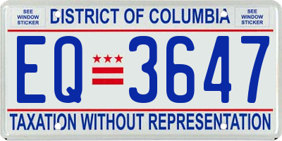 DC license plate EQ3647