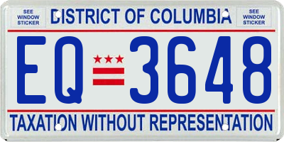 DC license plate EQ3648