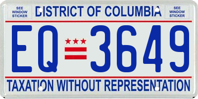 DC license plate EQ3649