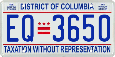 DC license plate EQ3650