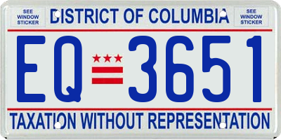 DC license plate EQ3651