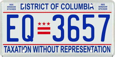 DC license plate EQ3657