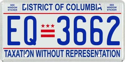DC license plate EQ3662