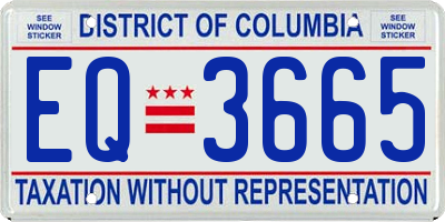 DC license plate EQ3665