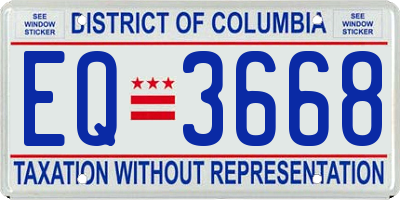 DC license plate EQ3668