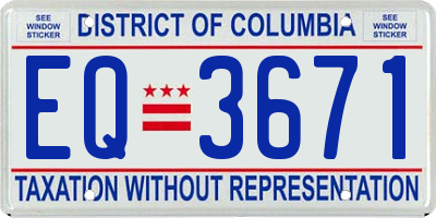 DC license plate EQ3671